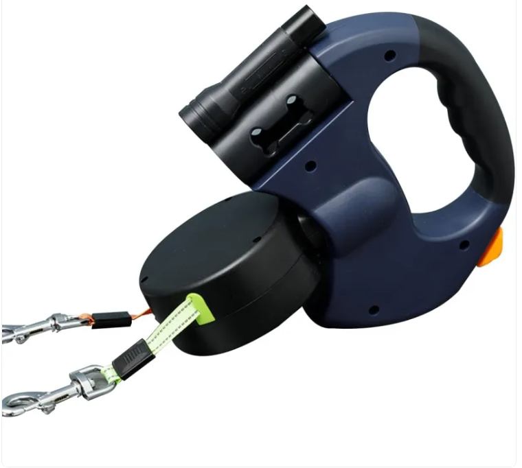 Correa Retráctil Doble para 2 Perros · Anti-enredos 360° con Luz y Reflectante | FurAway™